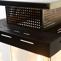 Outdoor Black 12,500 BTU Propane Patio Column Heater with Tempered Dual - Glass Enclosure