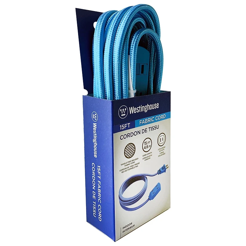 Westinghouse 9 ft 3-Outlet Blue Fabric Extension Cord