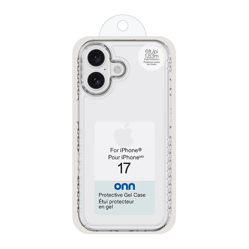 onn Protective Gel Phone Case for iPhone 17 - Clear