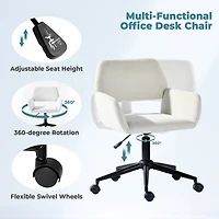 Homy Casa Chaise de Bureau Pivotante 24 po, 1 Pièce, Fauteuil de Bureau Réglable en Chenille avec Base en Métal pour Bureau, Coiffeuse, Étude, Beige