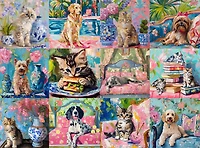 Buffalo Games Bonjour Cats and Dogs Collage 1000-Piece Interlocking Jigsaw Puzzle for Adults Ages 14-99 Years