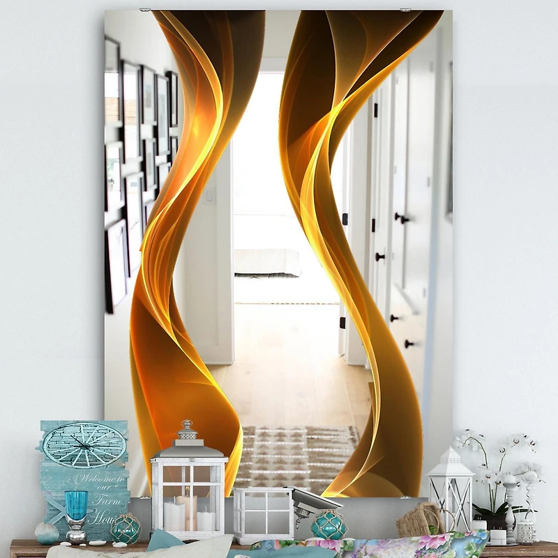 Designart 'Straight Pink Waves' Miroir Moderne - Grand Miroir Mural Contemporain - 24x36