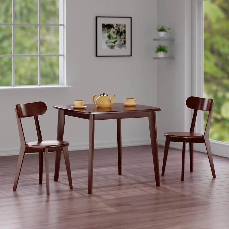 Winsome Pauline 3-Pc Set Table with Chairs, Walnut Finish