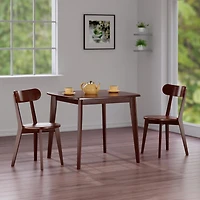Winsome Pauline 3-Pc Set Table with Chairs, Walnut Finish
