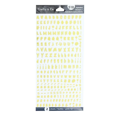 CRAFTY & CO. Alphabet Stickers, Gold, Decorative, 518 pcs, DIY, Crafts, ALPHA STKR 518PCS GD