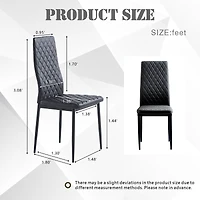 Noble House Ensemble de 6 Chaises de Salle à Manger Modernes, Revêtement en Cuir Ignifuge avec Motif à Carreaux en Diamant et Cadre en Métal, Noir