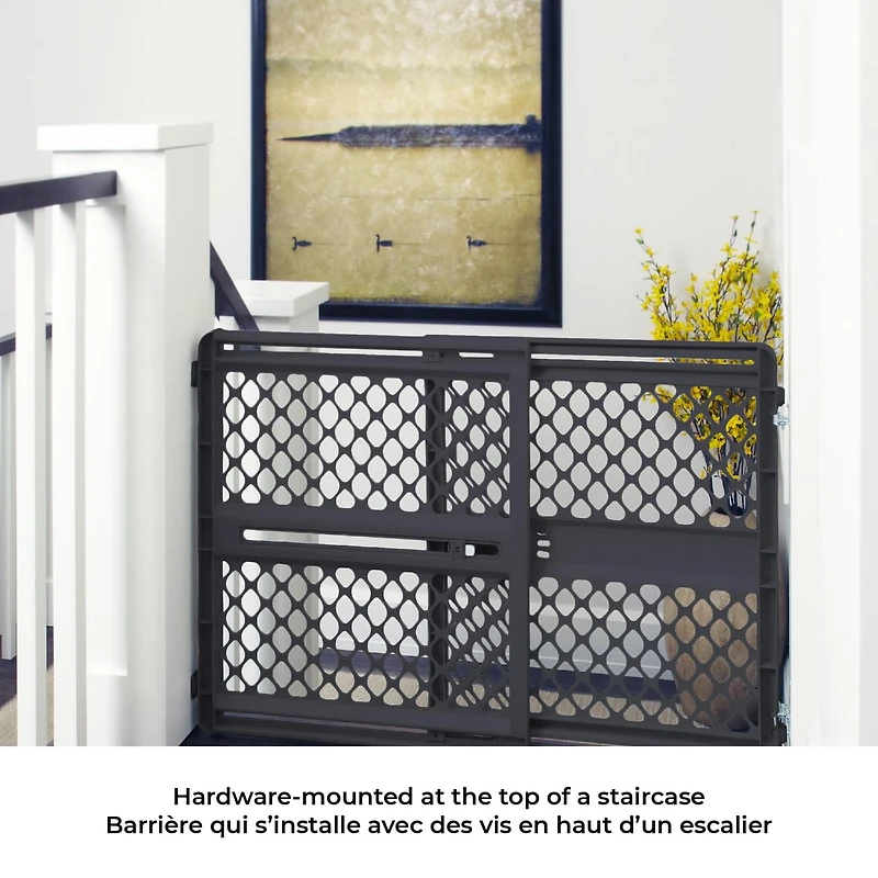 North States Pressure or Hardware-Mount Plastic Supergate Classic Baby Gate - Charcoal Grey