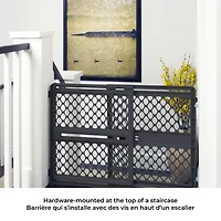 North States Pressure or Hardware-Mount Plastic Supergate Classic Baby Gate - Charcoal Grey