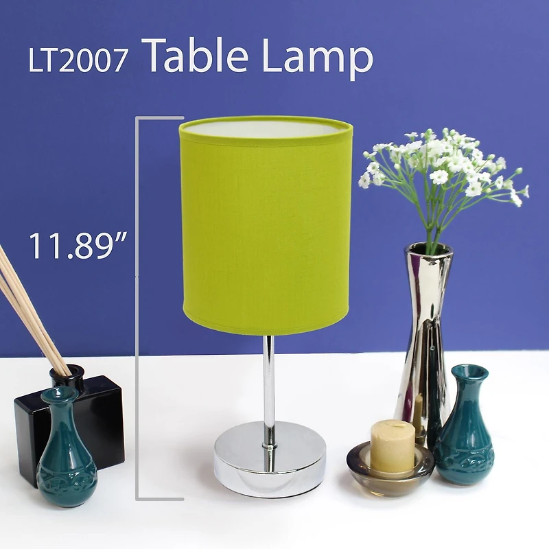 Simples Conceptions Mini lampe de table de base chromée avec abat-jour en tissu