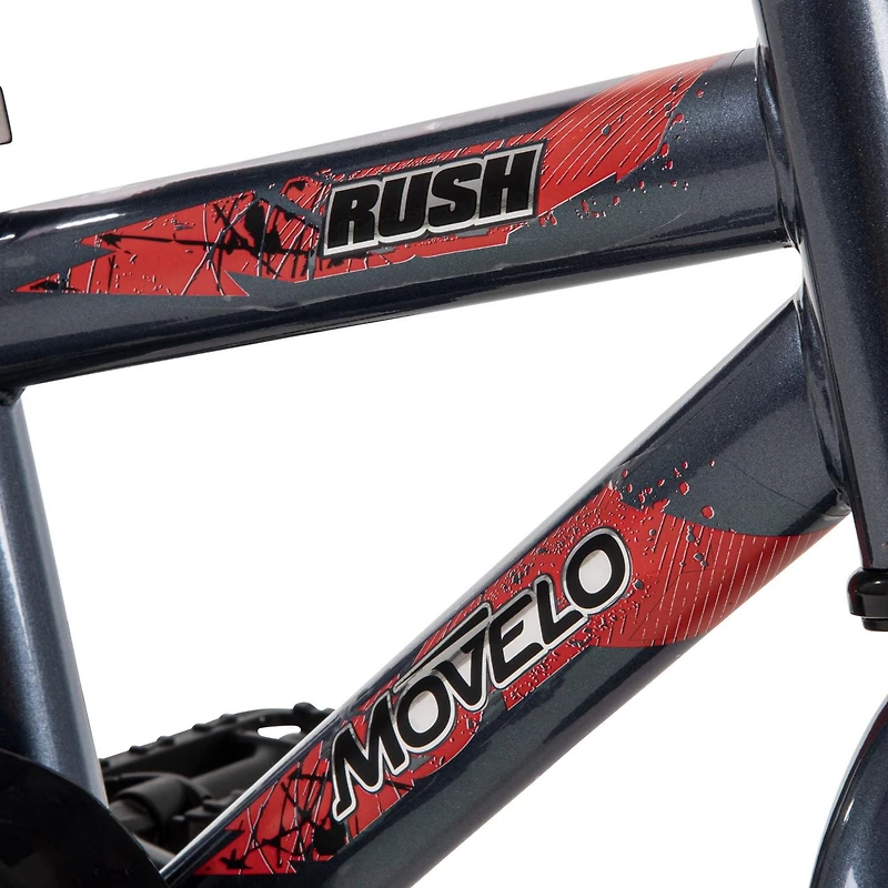 Movelo Rush Vélo de 12 pouces pour garçons, Gris / Rouge 3-5 ans