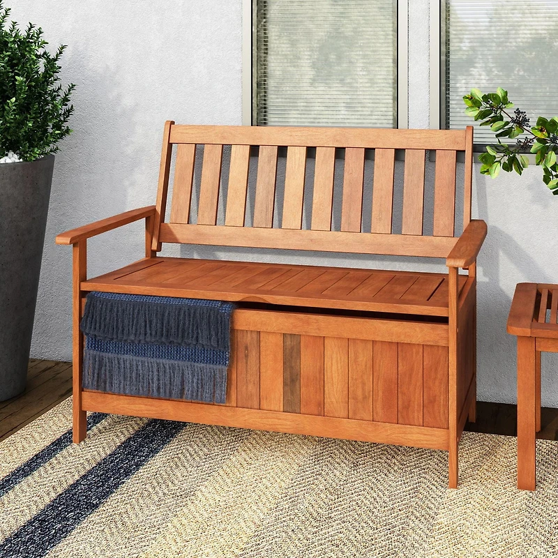 Banc de rangement extérieur den bois massif Miramar