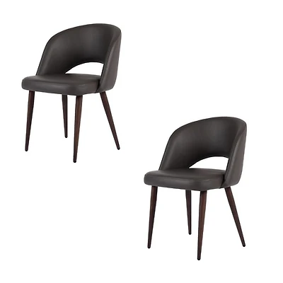 CHAISE DE DIRECTION avec revêtement en PU et structure en métal noyer noir (imitation bois) LOT DE 2