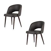 EXECUTIVE CHAIR with PU upholstery and black walnut metal frame(faux wood) SET OF 2