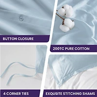 Beddora 100% Cotton Duvet Cover Set – All-Season Breathable – Secure Corner Ties & Button Closure – Queen & King Sets