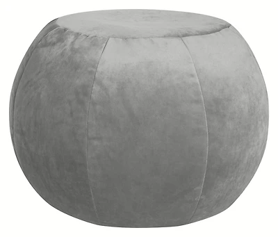 Pouf Plump en velours argent moelleux – Pouf rond surdimensionné avec revêtement en velours ultra-doux et rembourrage en billes de polystyrène pour salon, chambre ou bureau