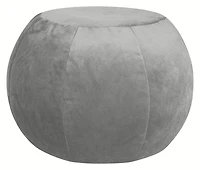 Pouf Plump en velours argent moelleux – Pouf rond surdimensionné avec revêtement en velours ultra-doux et rembourrage en billes de polystyrène pour salon, chambre ou bureau