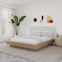 Julian Queen Size Platform Bed with Upholstered Headboard