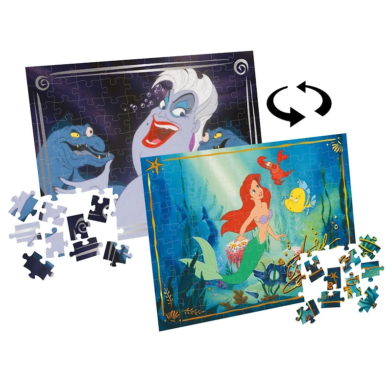 Disney Princess, 100-Piece Reversible Jigsaw Puzzle Double-Sided The Little Mermaid Ariel & Ursula, for Kids Ages 4 and up