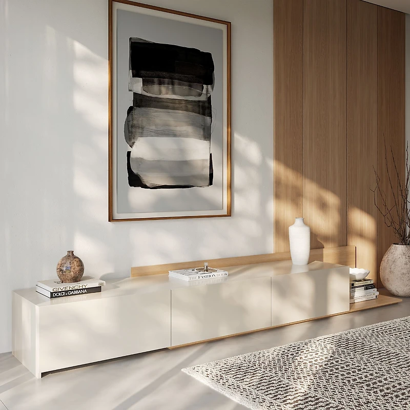 Nexera Noa Extendable TV Console (66"-108"), Natural Blonde Oak