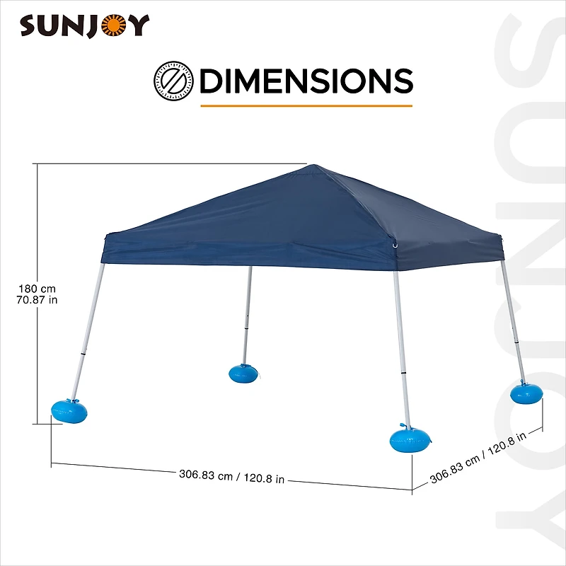 Sunjoy Auvent flottant pour piscine avec plateau flottant en osier supplémentaire de 24 x 24 pouces, bleu marine