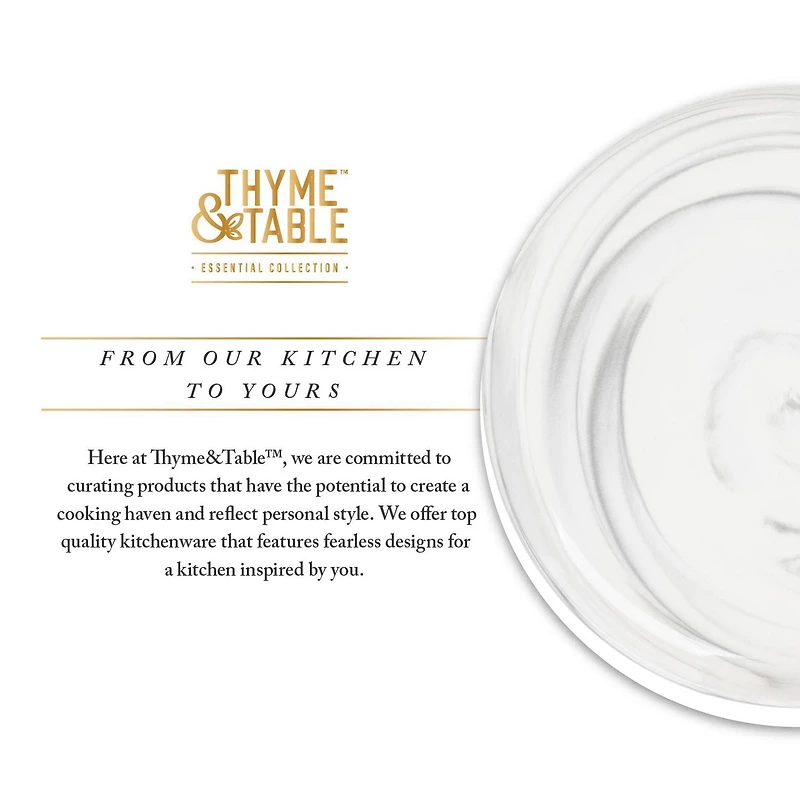 Thyme & Table Assiette ronde en grès marbré gris