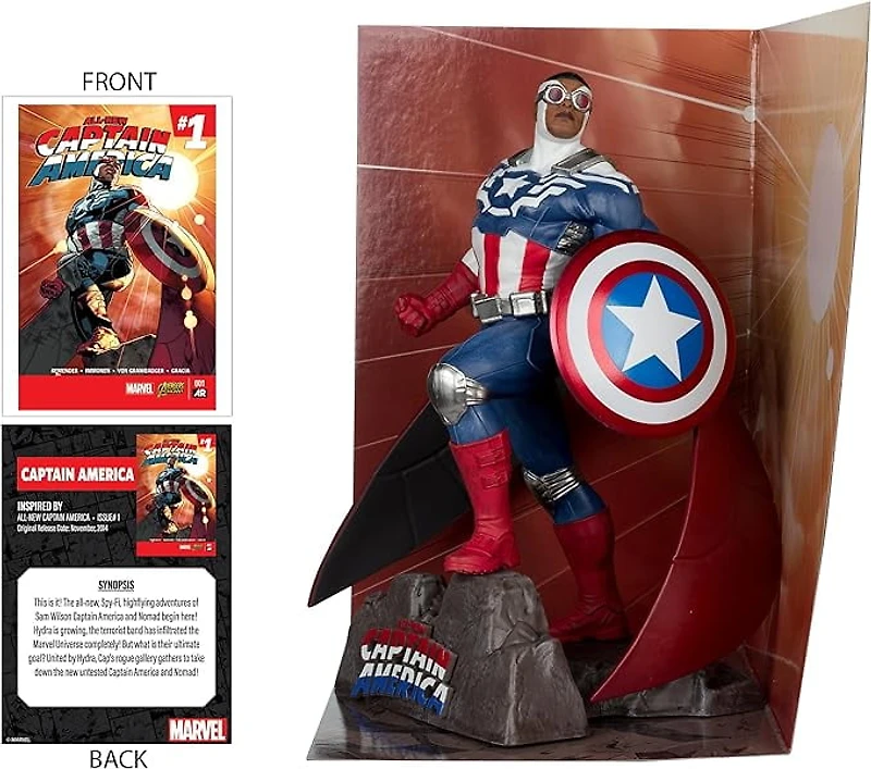 McFarlane Toys - Marvel Captain America Figure de collection à l'échelle 1:10 avec scène