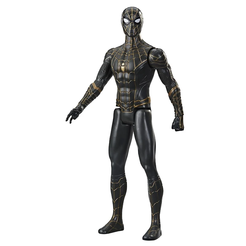 Marvel Spider-Man Titan Hero Series, figurine Spider-Man en costume noir et or de 30 cm inspirée du film de Spider-Man, enfants dès 4 ans