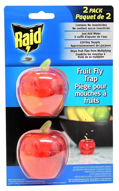 Raid® Piège pour mouches à fruits Piège pour mouches à fruits - Paquet de 2