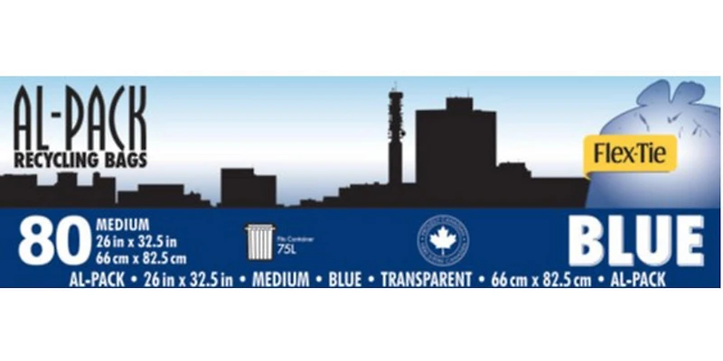 AL-PACK Medium Blue Flex-Tie Garbage Bags 80, AP MED Blue garbage bag 80