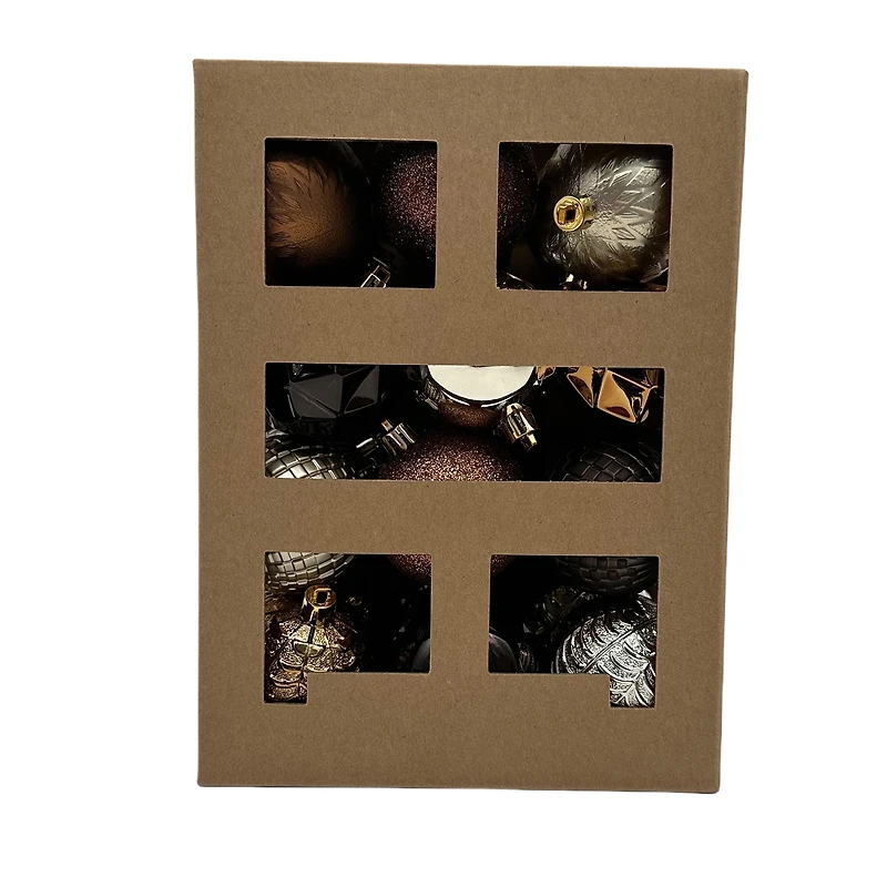 Holiday Time 24-Count Shatterproof Ornaments-Brown/Bronze/Champagne