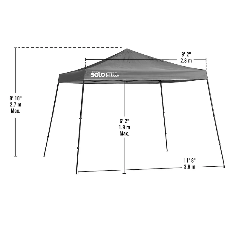 Quik Shade 11' x 11' Solo Steel 90 Square Feet of Shade Slant Leg Outdoor Pop-Up Canopy, Olive