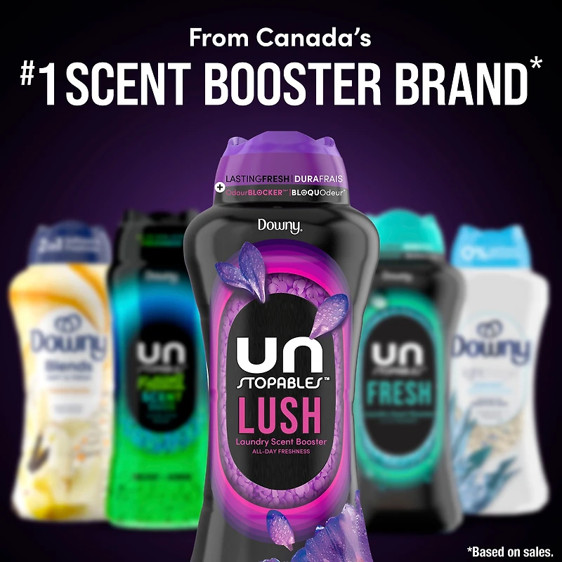 Downy Unstopables In Wash Scent Booster Beads, Lush Scent, Laundry Beads for Odour Protection, Downy Scent Booster Beads, Laundry Scent Boosters, 379G