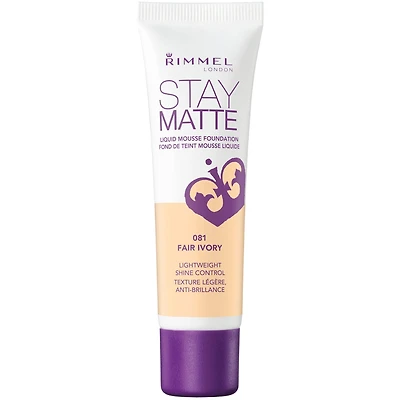 Rimmel Fond de teint Stay Matte, formule légère et soyeuse, mousse liquide légère et complexe anti-pollution, tenue de 24H