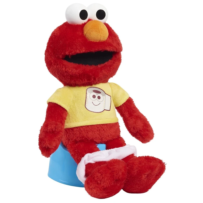 Sesame Street Potty Time Elmo 12-Inch Sustainable Plush Stuffed Animal, Sounds and Phrases, Potty Training Tool