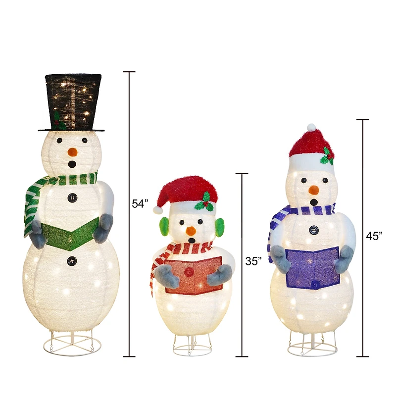 Holiday Time Light-up Snowman Family, 3-piece