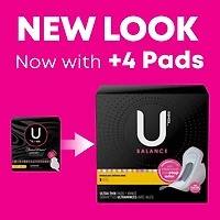 Serviettes ultraminces U by Kotex Balance avec ailes, absorption régulière, 50 unités. UBK PAD 50
