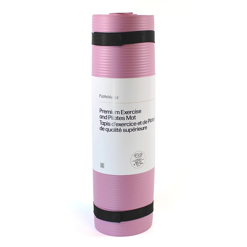 PurAthletics Extra Thick and Long NBR Mat - Dusty Rose
