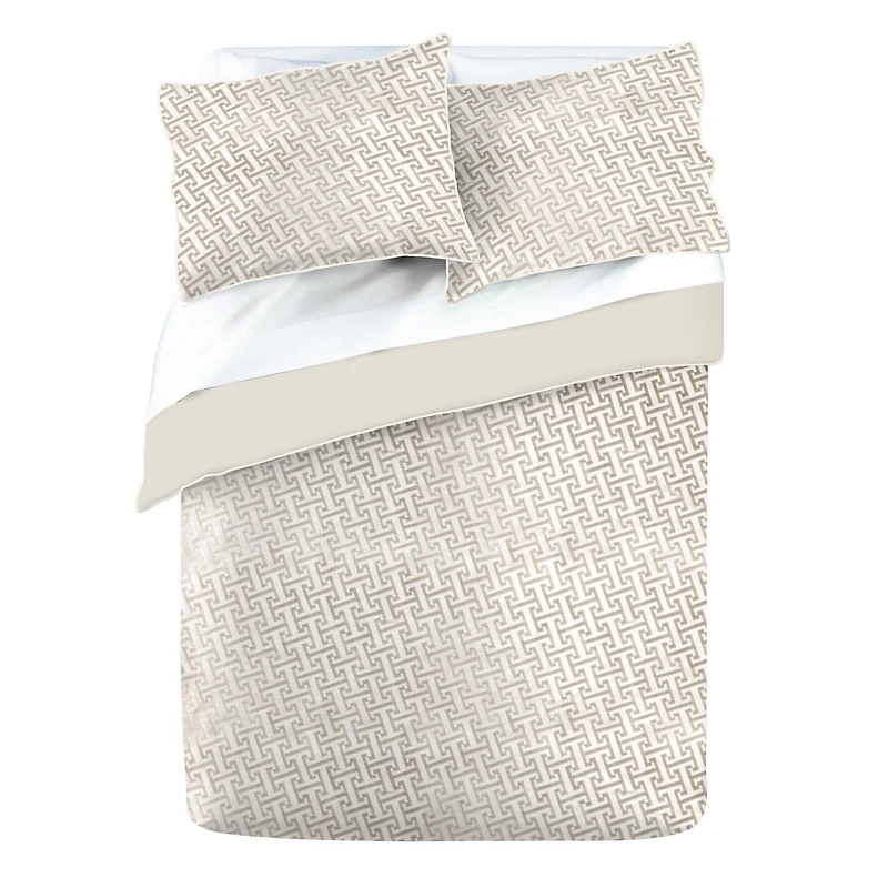 Ensemble de douillette Hotel Style en jacquard à motif grec Ensemble de douillette en jacquard