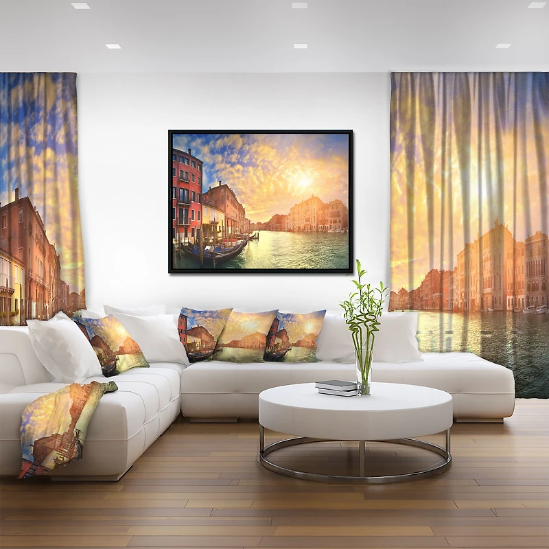 Design Art Majestic Sunset over Venice Framed Canvas Art Print