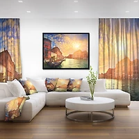 Design Art Majestic Sunset over Venice Framed Canvas Art Print