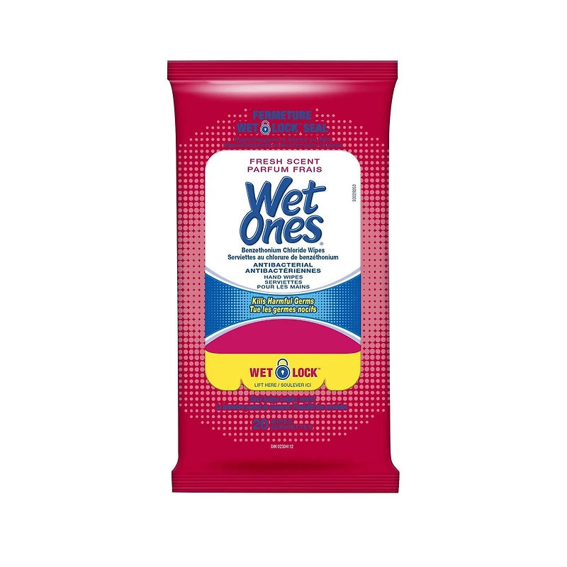 Serviettes antibactériennes Wet Ones, serviettes préhumectées pour les mains au parfum frais 20 serviettes