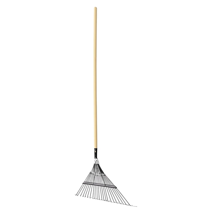 Expert Gardener Hardwood Handle 22-Tine Steel Leaf Rake, Quickly collect leaves