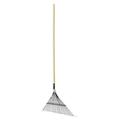 Expert Gardener Hardwood Handle 22-Tine Steel Leaf Rake, Quickly collect leaves