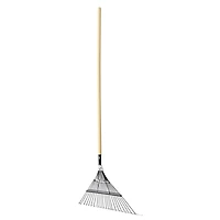 Expert Gardener Hardwood Handle 22-Tine Steel Leaf Rake, Quickly collect leaves