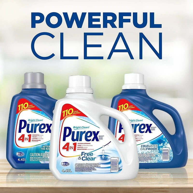 Purex 4 in 1 Liquid Laundry Concentrated Detergent, Free & Clear, 4.43 Litres, 110 Loads, 4.43 Litres, 110 Loads