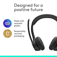 Logitech Zone 300 Wireless Bluetooth Headset With Noise-Canceling Microphone, Compatible with Windows, Mac - Midnight Black