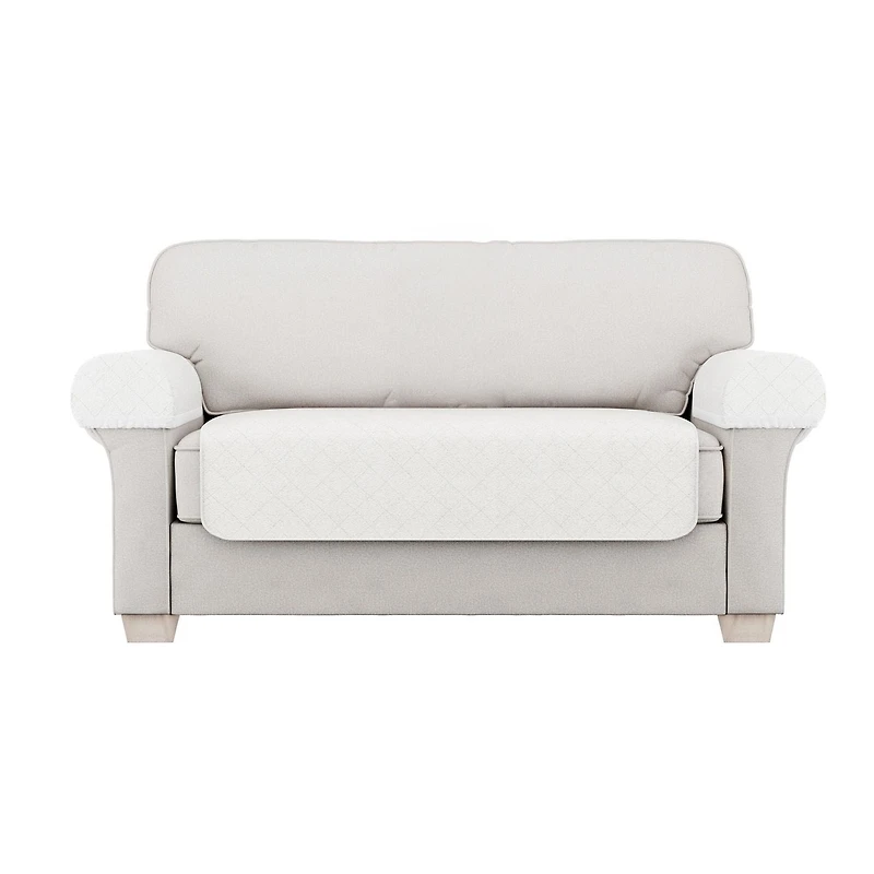 SmartFit Waterproof Faux Sherpa Loveseat Furniture Cover, 3-Piece, for Dogs, Pets, Machine Washable, Cream