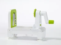 Starfrit Coupe-Spirales Repliable, 3 Lames Amovibles, Coupe-Légumes Compact, Base Antidérapante, Plateau Sécuritaire, Rangement Facile, Va au Lave-Vaisselle, Créez des Spirales Santé Facilement