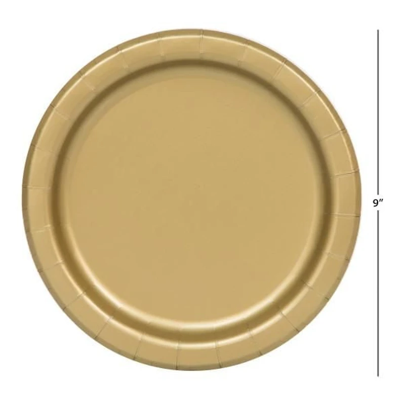 Gold Round 9" Dinner Plates, 55ct, Diameter 21.9cm