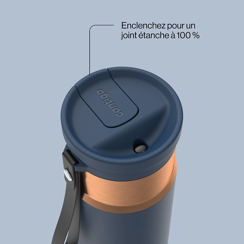 Bouteille d’eau isolée en acier inoxydable Contigo SnapSeal avec courroie de transport, 473 ml (16 oz) – antifuite, sans BPA, sans plomb, lavable au lave-vaisselle